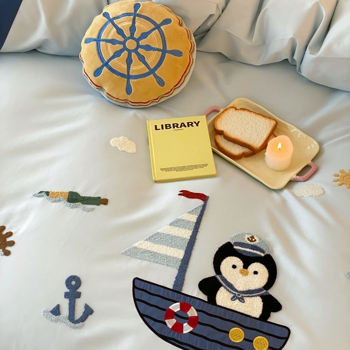 91家纺网 家纺一手货源 找家纺 （总）星野 2025新款秋冬澳棉纯棉四件套-海洋Q仔