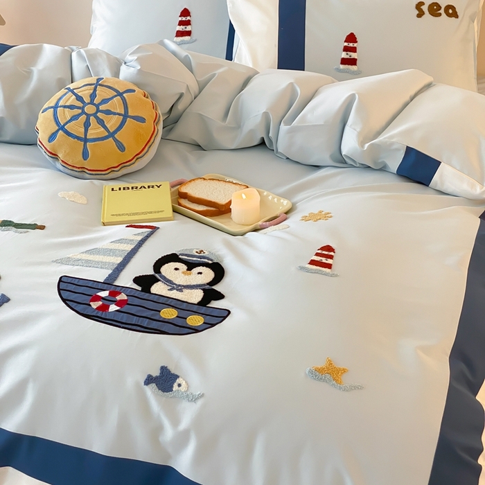 91家纺网 家纺一手货源 找家纺 （总）星野 2025新款秋冬澳棉纯棉四件套-海洋Q仔