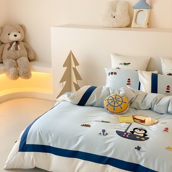 91家纺网 家纺一手货源 找家纺 （总）星野 2025新款秋冬澳棉纯棉四件套-海洋Q仔