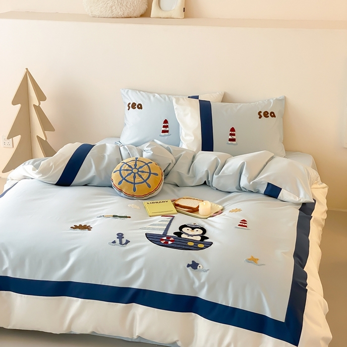 91家纺网 家纺一手货源 找家纺 （总）星野 2025新款秋冬澳棉纯棉四件套-海洋Q仔