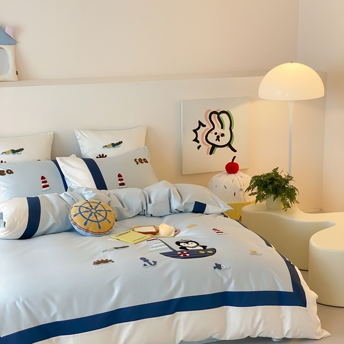 91家纺网 家纺一手货源 找家纺 （总）星野 2025新款秋冬澳棉纯棉四件套-海洋Q仔