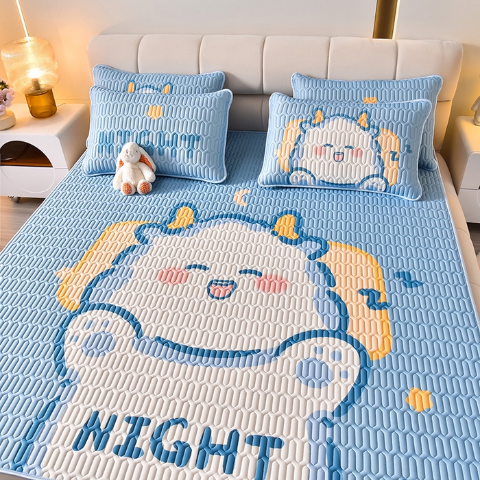 炫拼家纺 2025新款凉感丝大版乳胶凉席三件套 龙宝