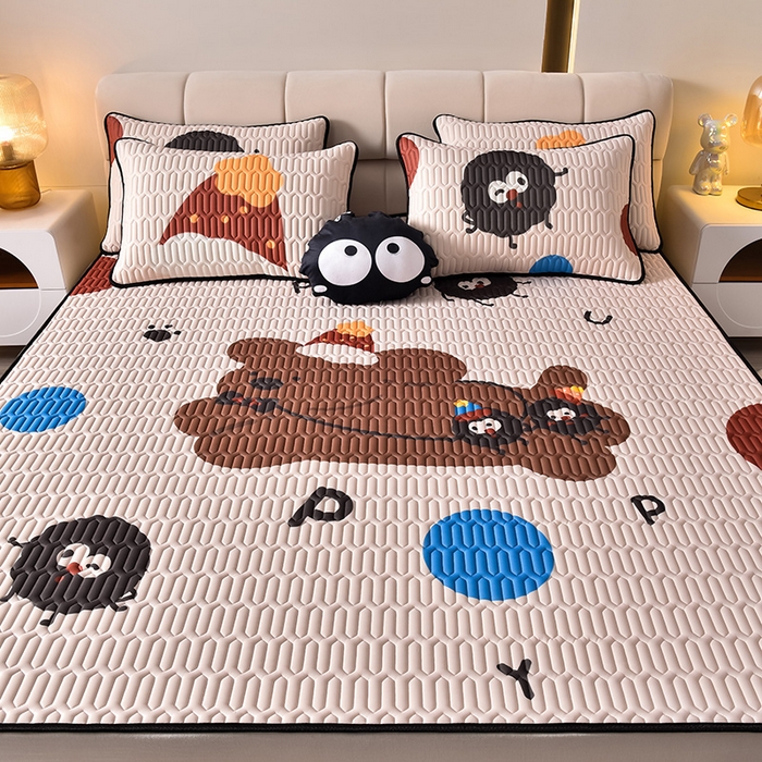 91家纺网 家纺一手货源 找家纺 炫拼家纺 2025新款凉感丝大版乳胶凉席三件套 欢乐狗