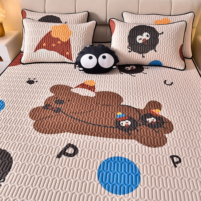 91家纺网 家纺一手货源 找家纺 炫拼家纺 2025新款凉感丝大版乳胶凉席三件套 欢乐狗