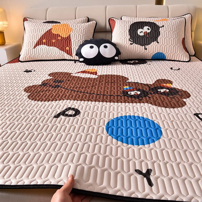 91家纺网 家纺一手货源 找家纺 炫拼家纺 2025新款凉感丝大版乳胶凉席三件套 欢乐狗