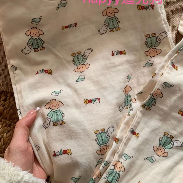 91家纺网 家纺一手货源 找家纺 （总）妍景家居生活馆 2025新款全棉纯棉纱布单长裤