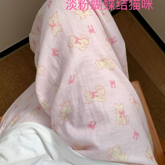 91家纺网 家纺一手货源 找家纺 （总）妍景家居生活馆 2025新款全棉纯棉纱布单长裤