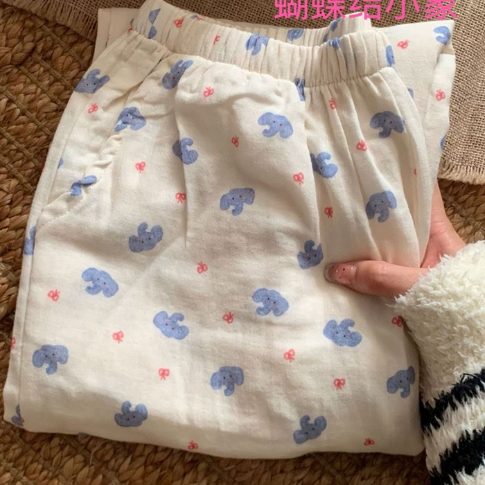 91家纺网 家纺一手货源 找家纺 （总）妍景家居生活馆 2025新款全棉纯棉纱布单长裤