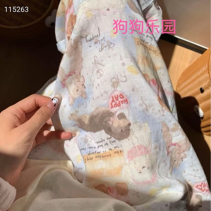 91家纺网 家纺一手货源 找家纺 妍景家居生活馆 2025新款全棉纯棉纱布单长裤 狗狗乐园