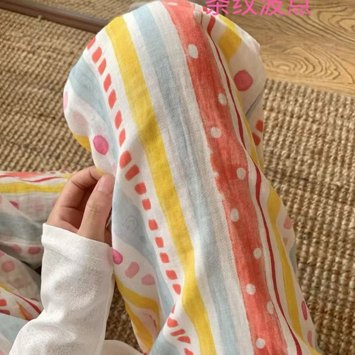 91家纺网 家纺一手货源 找家纺 妍景家居生活馆 2025新款全棉纯棉纱布单长裤 条纹波点