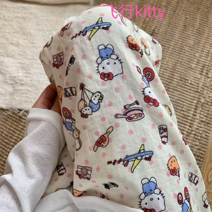 妍景家居生活馆 2025新款全棉纯棉纱布单长裤 飞行kitty