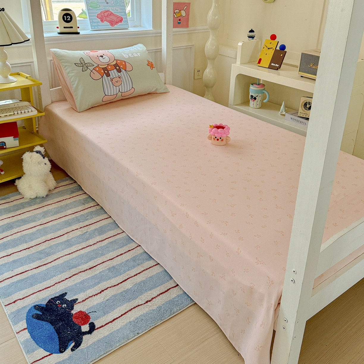 91家纺网 家纺一手货源 找家纺 曼陀罗 2025新款软软棉学生宿舍上下铺三件套 贝尔小熊