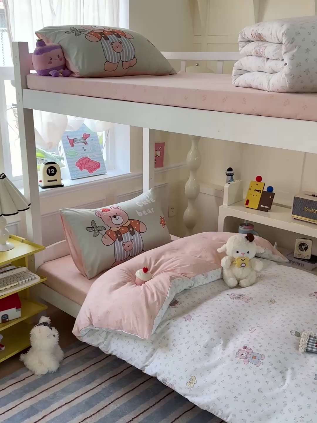 91家纺网 家纺一手货源 找家纺 曼陀罗 2025新款软软棉学生宿舍上下铺三件套 贝尔小熊