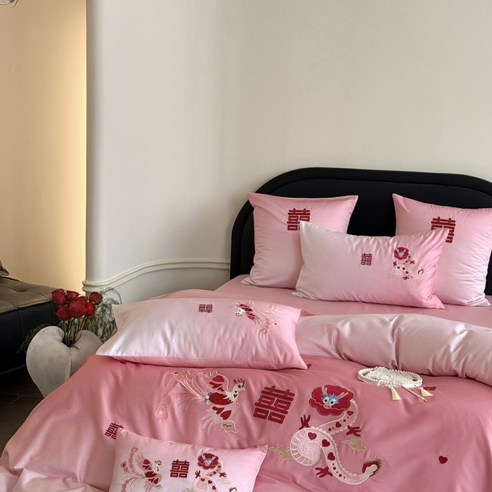 91家纺网 家纺一手货源 找家纺 （总）江涞 2025新款长绒棉数码印花刺绣四件套--小美满