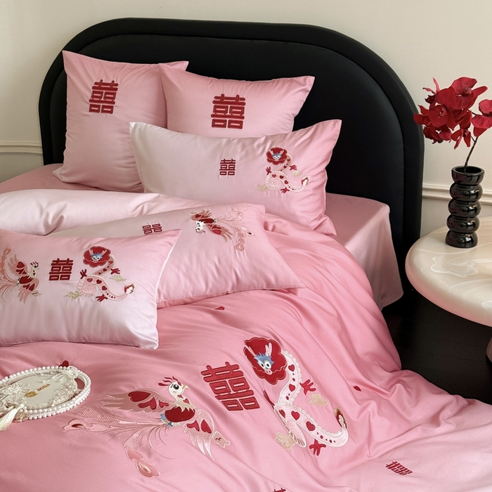 91家纺网 家纺一手货源 找家纺 （总）江涞 2025新款长绒棉数码印花刺绣四件套--小美满