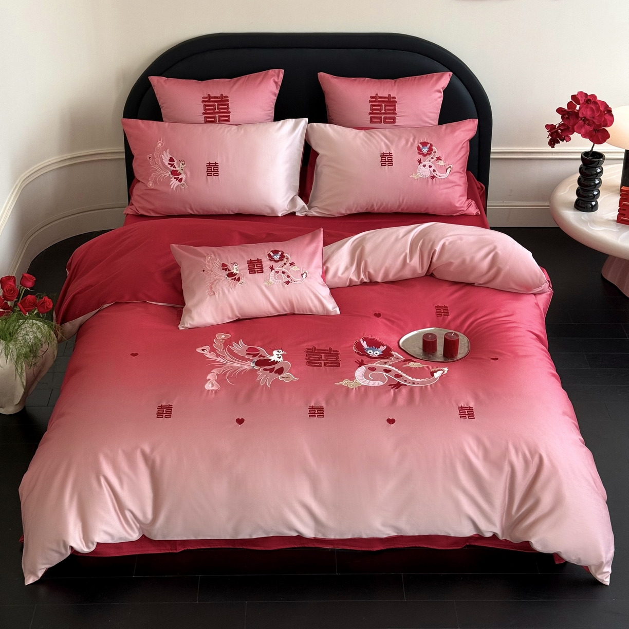 91家纺网 家纺一手货源 找家纺 （总）江涞 2025新款长绒棉数码印花刺绣四件套--小美满