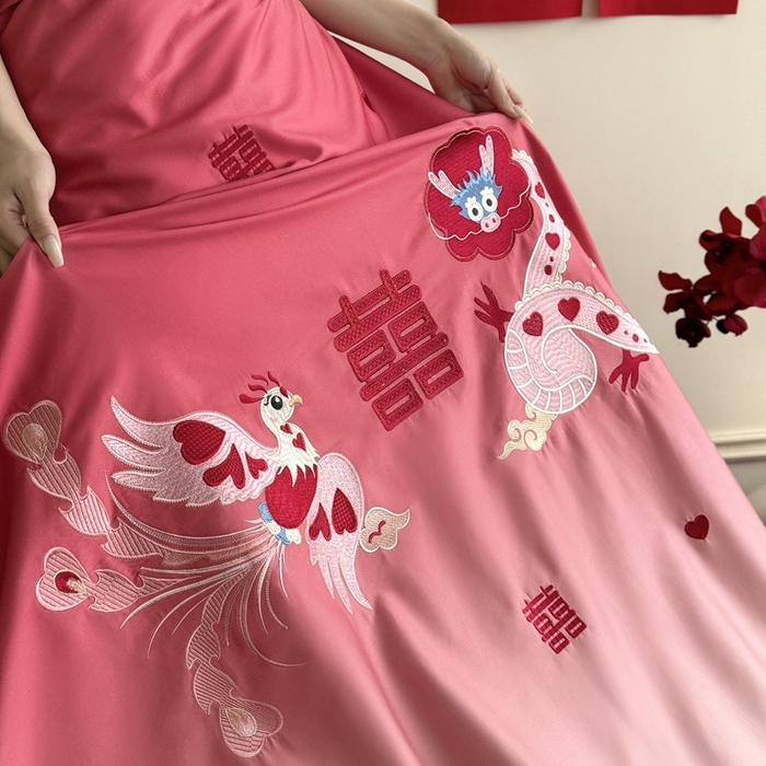 91家纺网 家纺一手货源 找家纺 江涞 2025新款长绒棉数码印花刺绣四件套--小美满 小美满-红