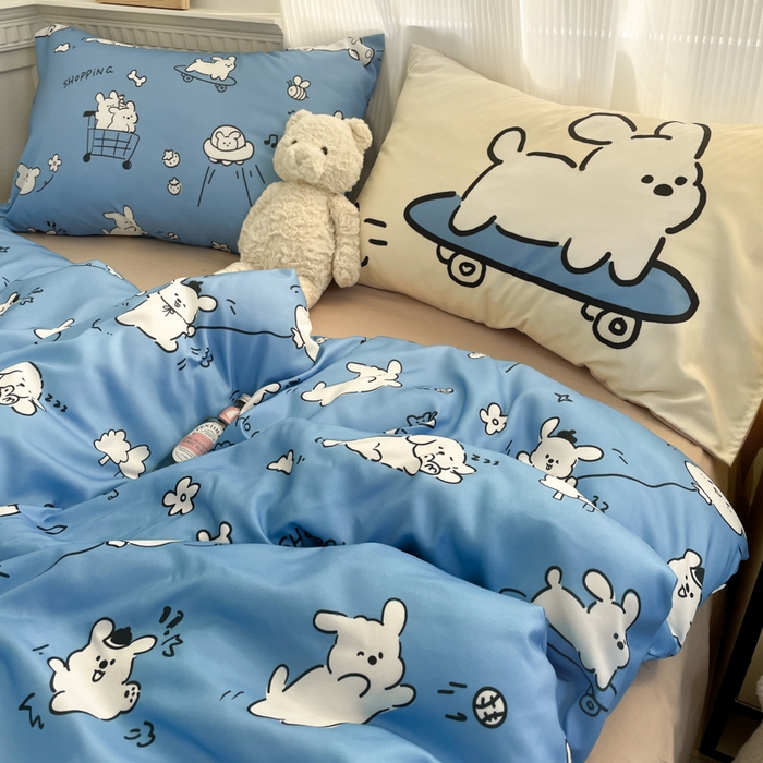 91家纺网 家纺一手货源 找家纺 曼陀罗 2025新款大版混搭四件套 大版-狗狗乐园