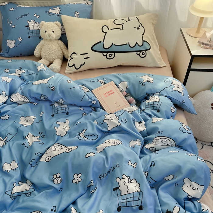 91家纺网 家纺一手货源 找家纺 曼陀罗 2025新款大版混搭四件套 大版-狗狗乐园