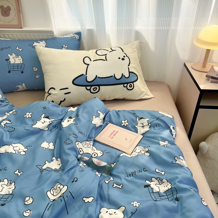 91家纺网 家纺一手货源 找家纺 曼陀罗 2025新款大版混搭四件套 大版-狗狗乐园