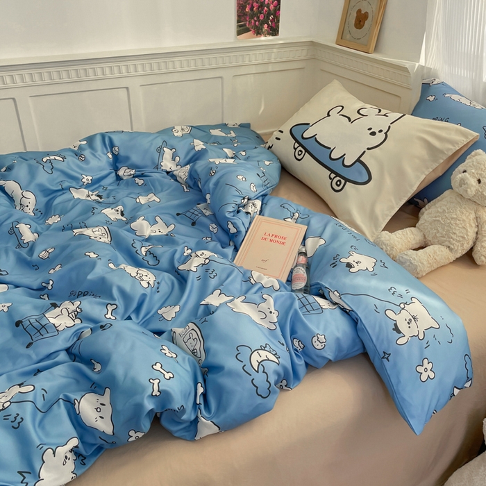 91家纺网 家纺一手货源 找家纺 曼陀罗 2025新款大版混搭四件套 大版-狗狗乐园