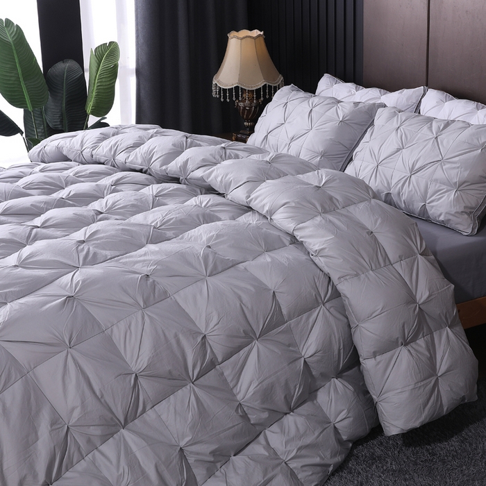 四川牛皮席 2025新款温暖轻盈东北95白鹅绒被扭花款 200*230-6斤 灰色