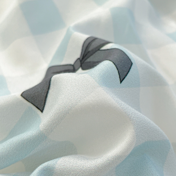 91家纺网 家纺一手货源 找家纺 曼陀罗 2025新款大版混搭四件套 大版-蓝格蝴蝶结黑