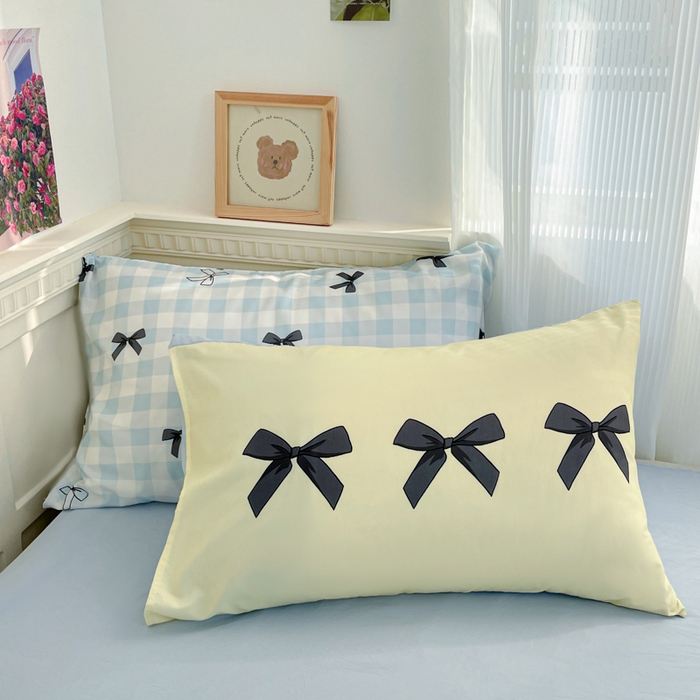 91家纺网 家纺一手货源 找家纺 曼陀罗 2025新款大版混搭四件套 大版-蓝格蝴蝶结黑