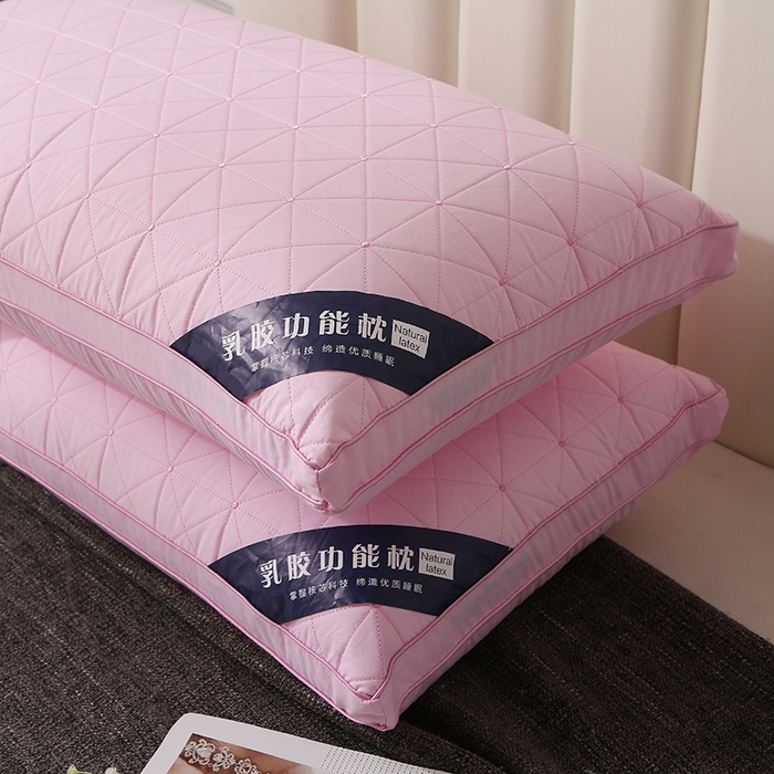 91家纺网 家纺一手货源 找家纺 （总）四川牛皮席 2025新款乳胶功能枕格子枕头枕芯 热熔棉舒适柔软回弹枕头枕芯48*74cm/只