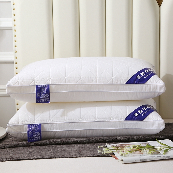 91家纺网 家纺一手货源 找家纺 四川牛皮席 2025新款乳胶功能枕格子枕头枕芯 热熔棉舒适柔软回弹枕头枕芯48*74cm/只 格子-大白