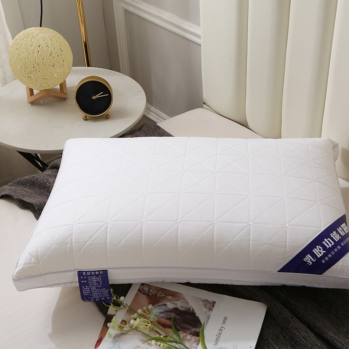 91家纺网 家纺一手货源 找家纺 四川牛皮席 2025新款乳胶功能枕格子枕头枕芯 热熔棉舒适柔软回弹枕头枕芯48*74cm/只 格子-大白