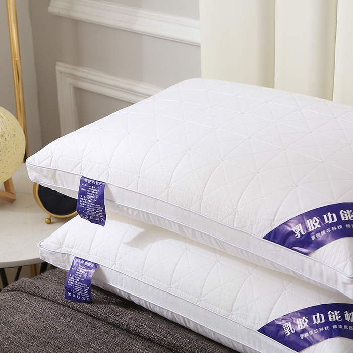 91家纺网 家纺一手货源 找家纺 四川牛皮席 2025新款乳胶功能枕格子枕头枕芯 热熔棉舒适柔软回弹枕头枕芯48*74cm/只 格子-大白