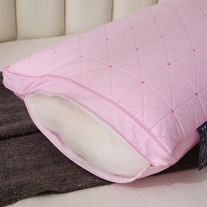 91家纺网 家纺一手货源 找家纺 四川牛皮席 2025新款乳胶功能枕格子枕头枕芯 热熔棉舒适柔软回弹枕头枕芯48*74cm/只 格子-粉色