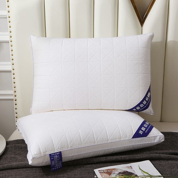 91家纺网 家纺一手货源 找家纺 四川牛皮席 2025新款乳胶功能枕格子枕头枕芯 热熔棉舒适柔软回弹枕头枕芯48*74cm/只 格子-大白