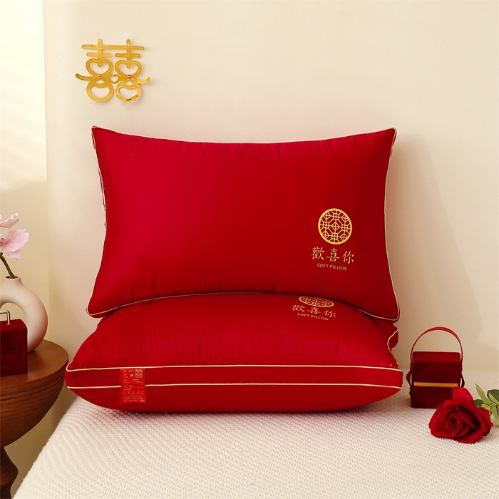 91家纺网 家纺一手货源 找家纺 （总）糖果枕芯2025新款婚庆大红全棉枕芯结婚压床陪嫁