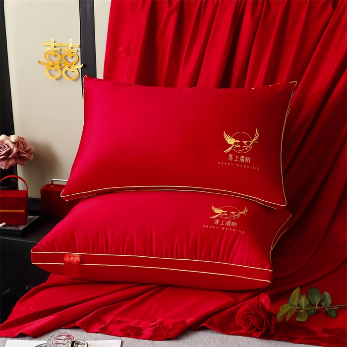 91家纺网 家纺一手货源 找家纺 （总）糖果枕芯2025新款婚庆大红全棉枕芯结婚压床陪嫁