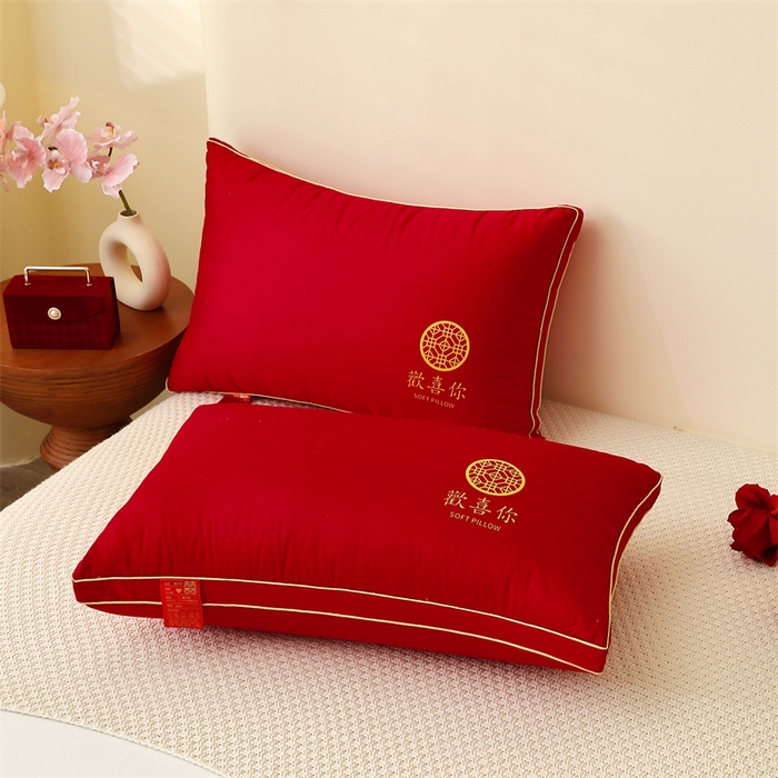 91家纺网 家纺一手货源 找家纺 （总）糖果枕芯2025新款婚庆大红全棉枕芯结婚压床陪嫁