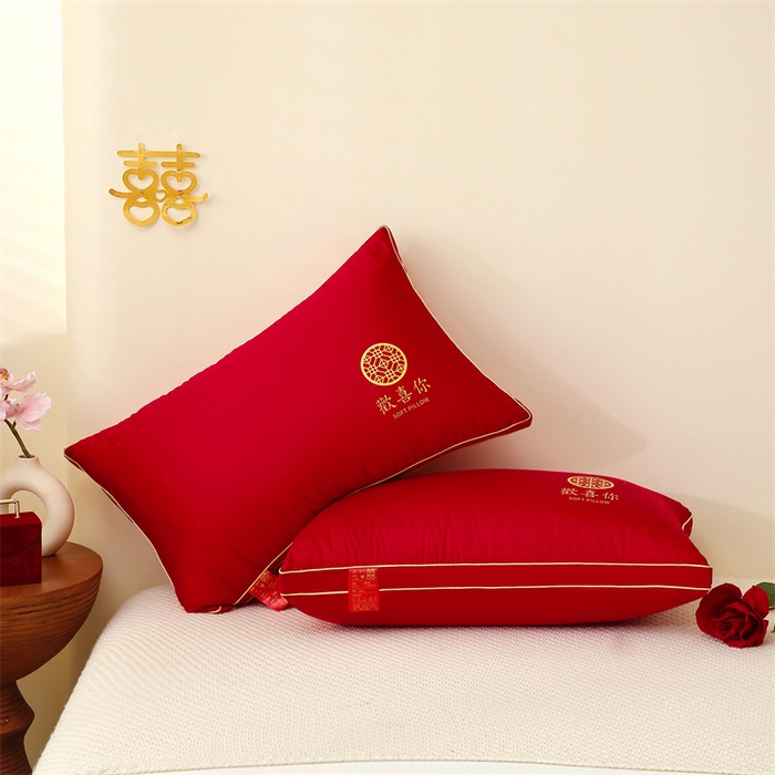 91家纺网 家纺一手货源 找家纺 （总）糖果枕芯2025新款婚庆大红全棉枕芯结婚压床陪嫁