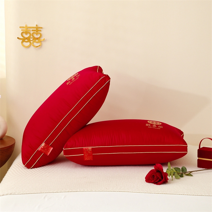 91家纺网 家纺一手货源 找家纺 （总）糖果枕芯2025新款婚庆大红全棉枕芯结婚压床陪嫁