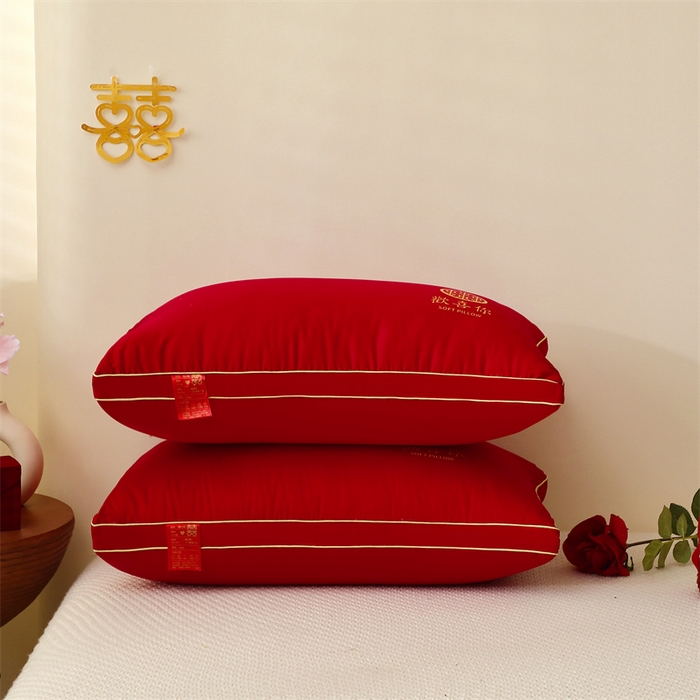 91家纺网 家纺一手货源 找家纺 （总）糖果枕芯2025新款婚庆大红全棉枕芯结婚压床陪嫁