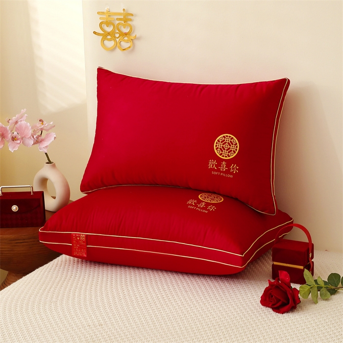 91家纺网 家纺一手货源 找家纺 （总）糖果枕芯2025新款婚庆大红全棉枕芯结婚压床陪嫁