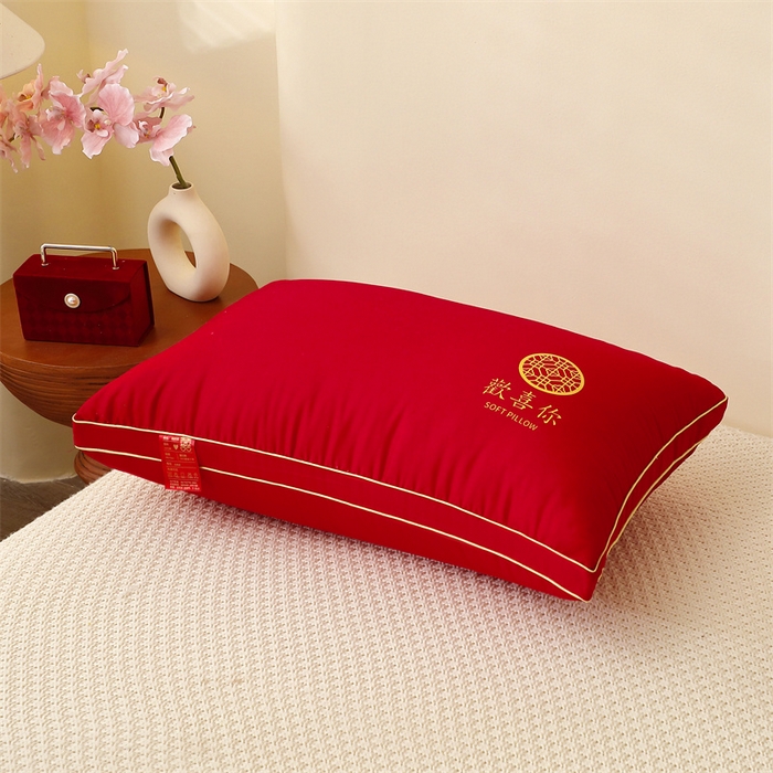 91家纺网 家纺一手货源 找家纺 （总）糖果枕芯2025新款婚庆大红全棉枕芯结婚压床陪嫁