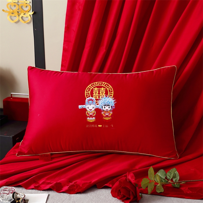 91家纺网 家纺一手货源 找家纺 糖果枕芯2025新款婚庆大红全棉枕芯结婚压床陪嫁 浪漫婚礼