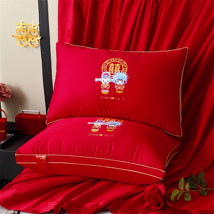 91家纺网 家纺一手货源 找家纺 糖果枕芯2025新款婚庆大红全棉枕芯结婚压床陪嫁 浪漫婚礼