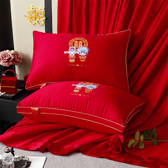 91家纺网 家纺一手货源 找家纺 糖果枕芯2025新款婚庆大红全棉枕芯结婚压床陪嫁 浪漫婚礼