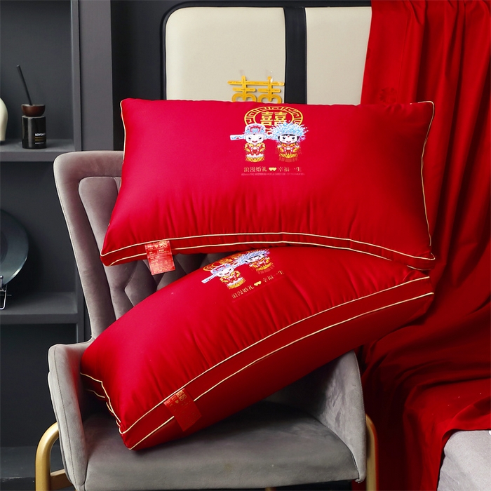 91家纺网 家纺一手货源 找家纺 糖果枕芯2025新款婚庆大红全棉枕芯结婚压床陪嫁 浪漫婚礼