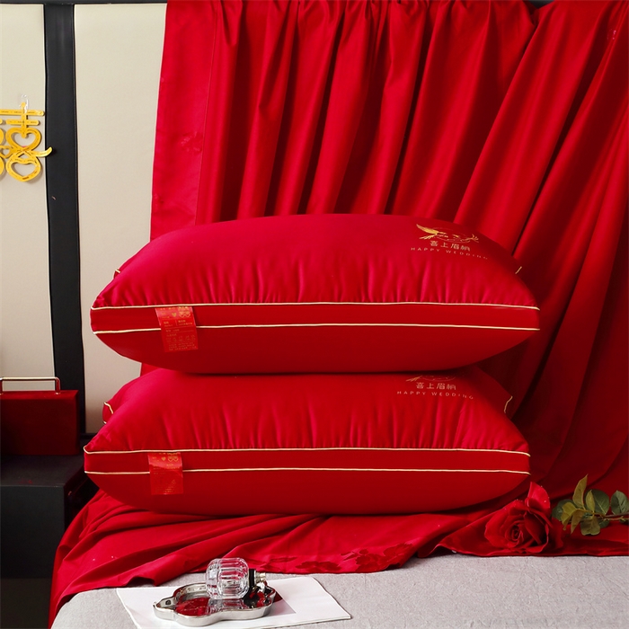 91家纺网 家纺一手货源 找家纺 糖果枕芯2025新款婚庆大红全棉枕芯结婚压床陪嫁 喜上眉梢