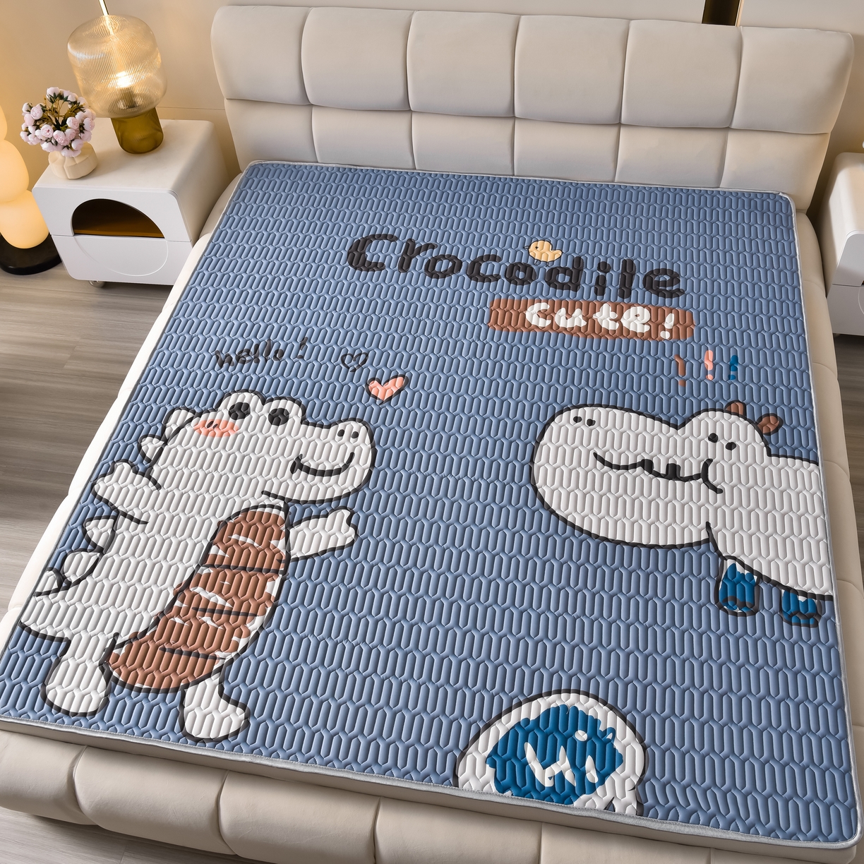 炫拼家纺 2025新款凉感丝大版乳胶凉席三件套 好朋友