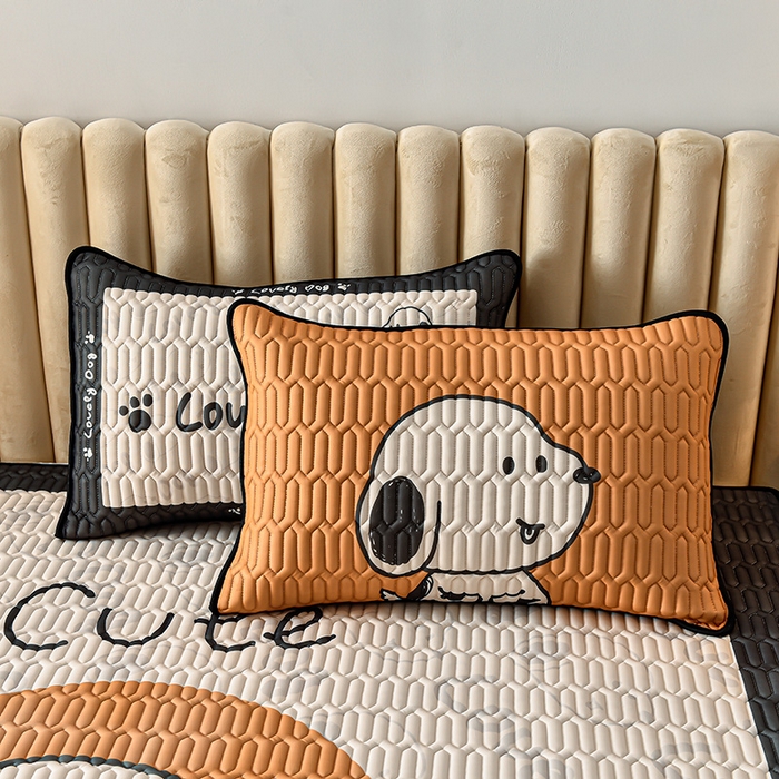 91家纺网 家纺一手货源 找家纺 炫拼家纺 2025新款凉感丝大版乳胶凉席三件套 狗狗比比