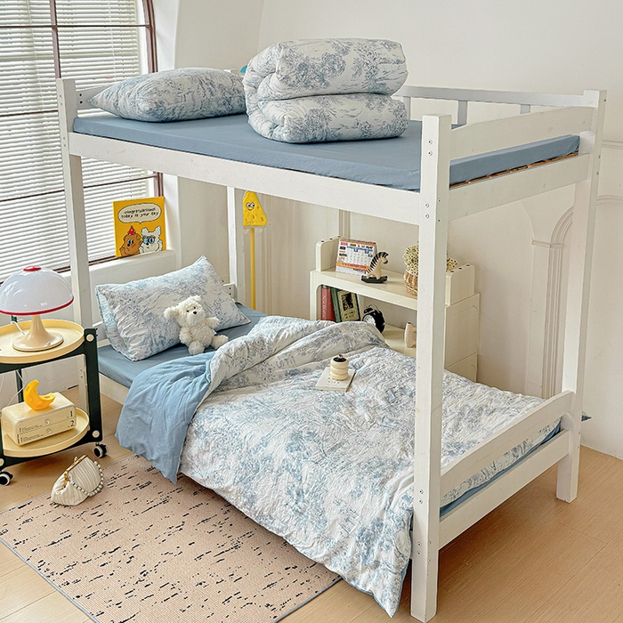 曼陀罗2025新款超柔云朵棉学生宿舍上下铺三件套 丛林物语-蓝